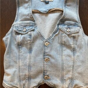 American Eagle Outfitters Light Blue Denim Jacket cotton blend